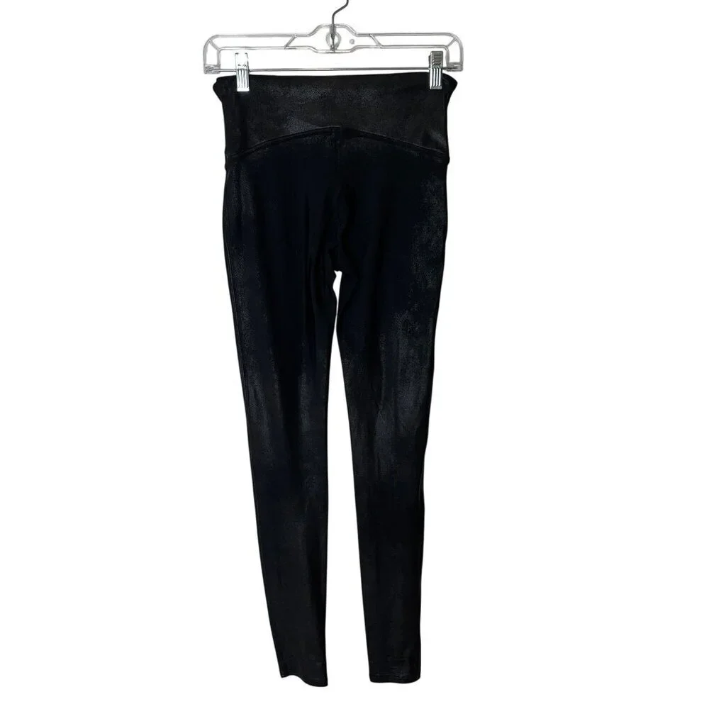 SPANX Black shape Faux Leather Leggings Women MEDIUM